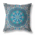 Homeroots 26 in. Jewel Indoor & Outdoor Zippered Throw Pillow Blue & Pink 410908